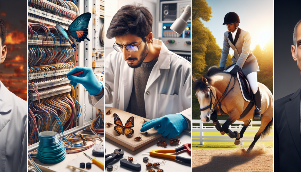 Métier en E : Électricien, Entomologiste et Équitation.