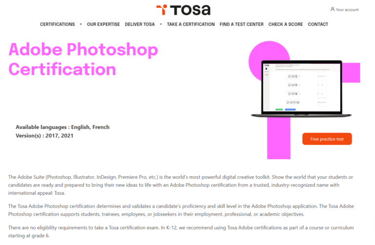 Certification Tosa Photoshop, guide complet pour valider vos compétences en design graphique.