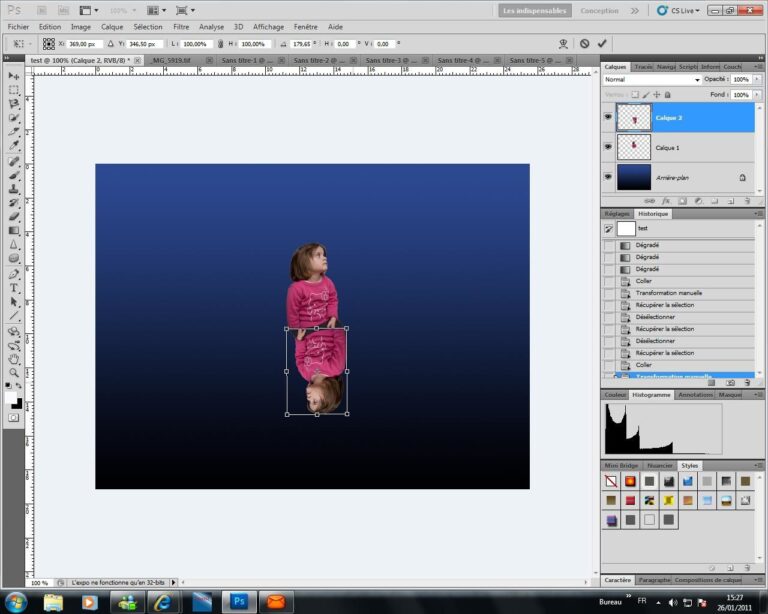 Effet miroir finalisé pour débutants sur Photoshop