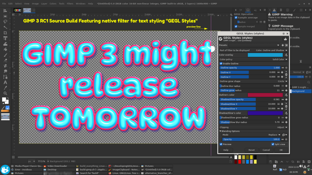 Capture d'écran de l'interface de GIMP, alternative libre à Adobe Photoshop