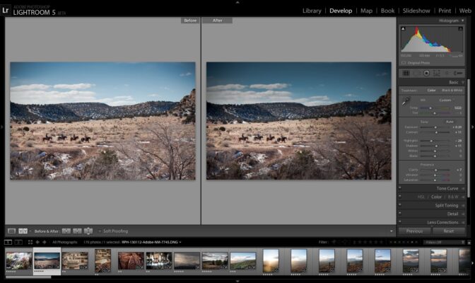 Interface utilisateur d'Adobe Lightroom 5 mettant en évidence les outils d'édition avancés.