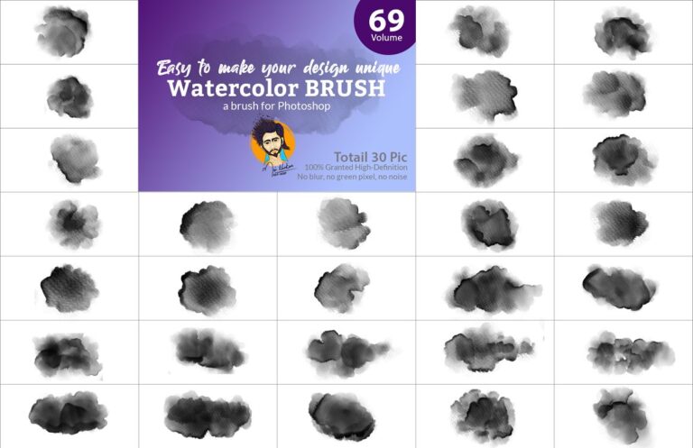 Collection de pinceaux aquarelle pour Photoshop avec des traits fluides et réalistes