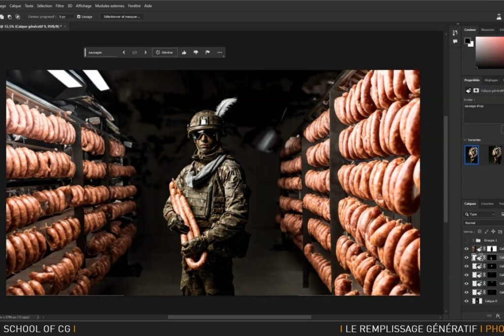Vue d'ensemble du remplissage génératif dans Photoshop avec une création artistique.