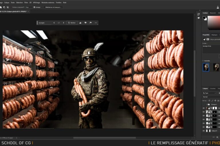 Vue d'ensemble du remplissage génératif dans Photoshop avec une création artistique.