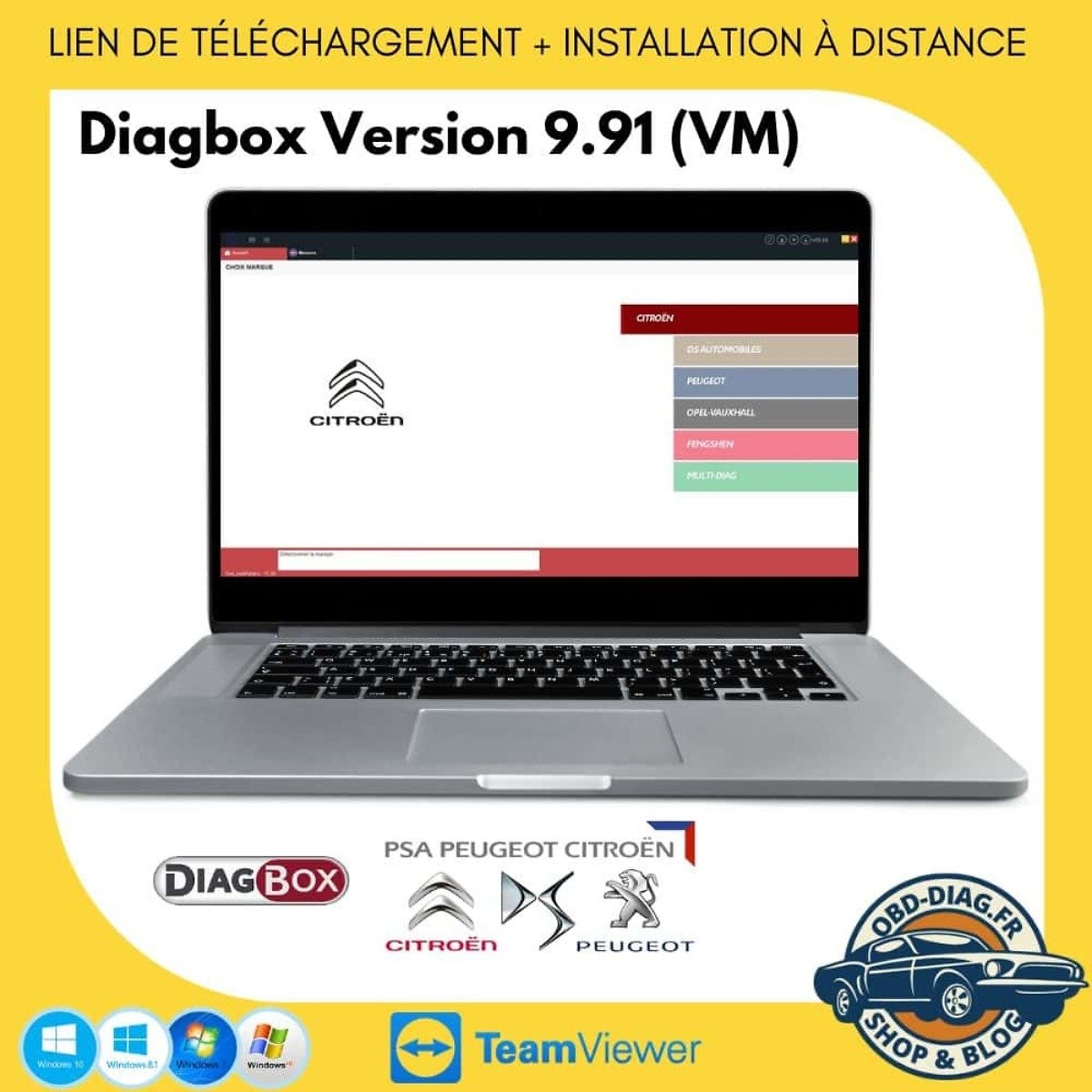 Interface Diagbox logiciel version 9.91 VM