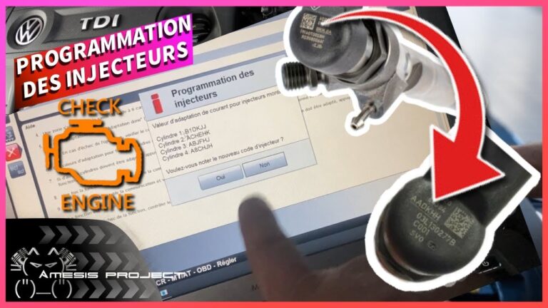 Interface de codage d'injecteurs affichée sur un logiciel de diagnostic automobile