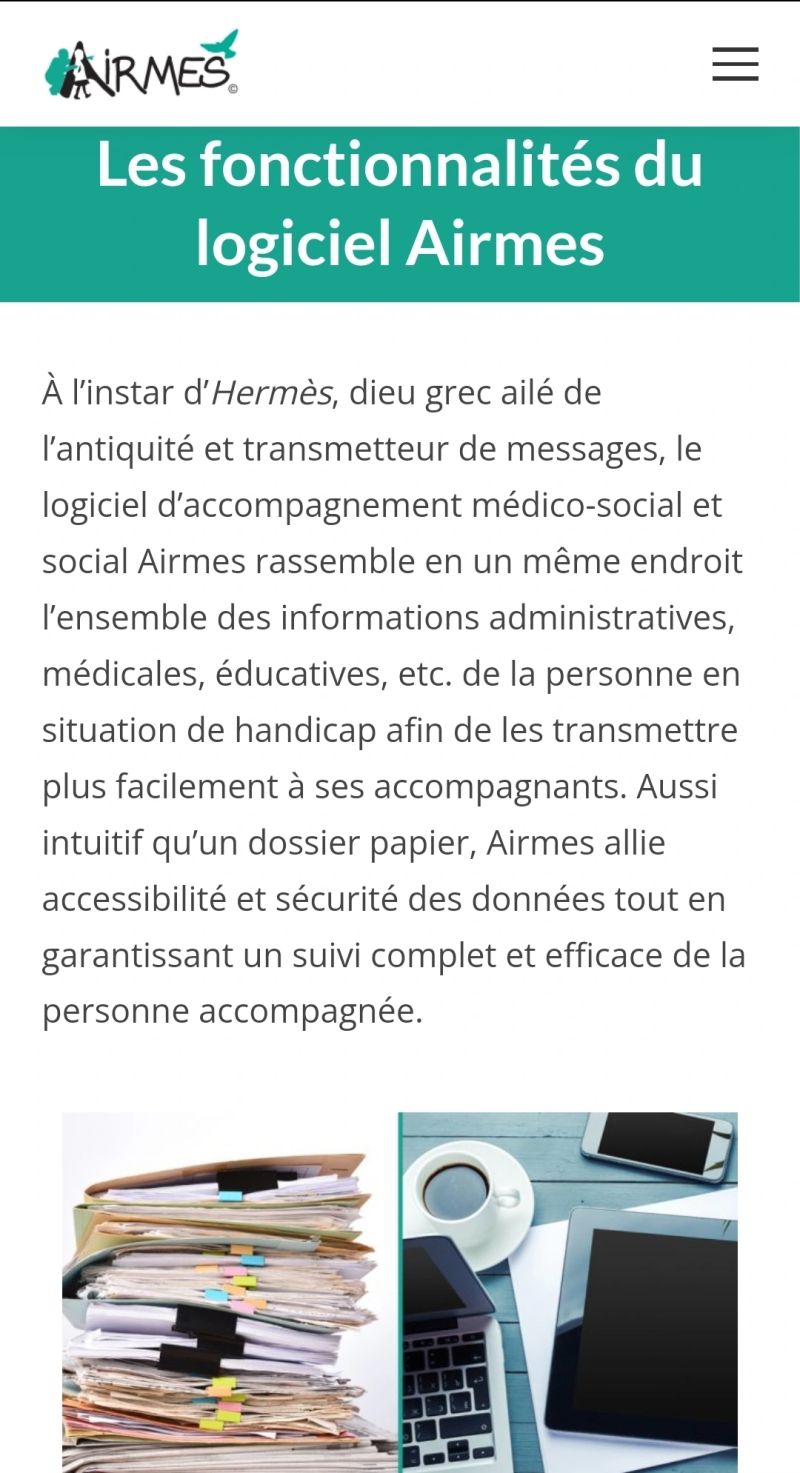 Interface Airmes Gestion Dossiers Médico-social