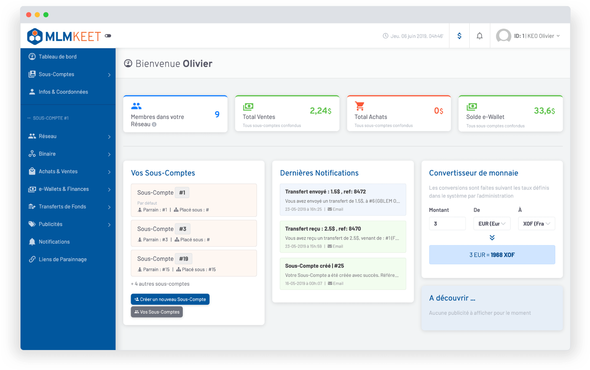 Interface logiciel MLM 2025