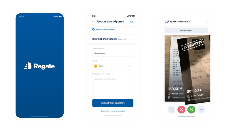 Interface du logiciel Regate by Qonto sur mobile, illustrant la gestion financière moderne
