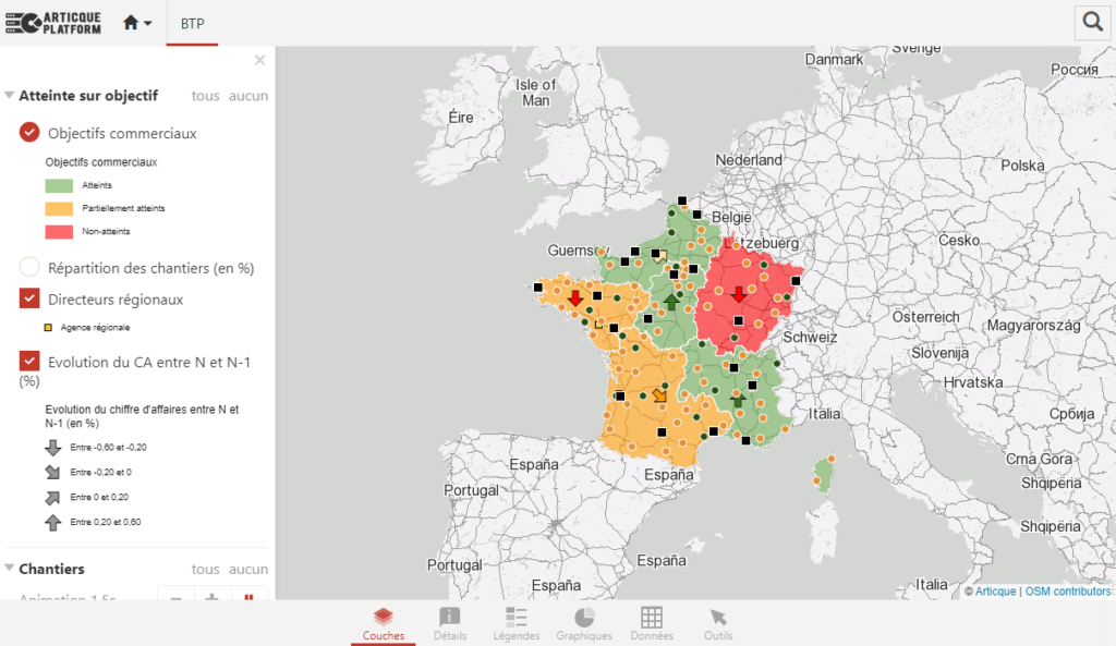 Carte interactive illustrant un logiciel BTP gratuit de calcul de zones géographiques