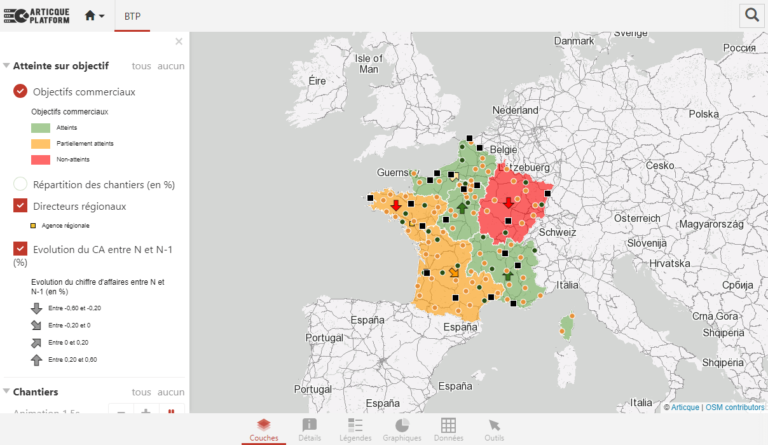 Carte interactive illustrant un logiciel BTP gratuit de calcul de zones géographiques