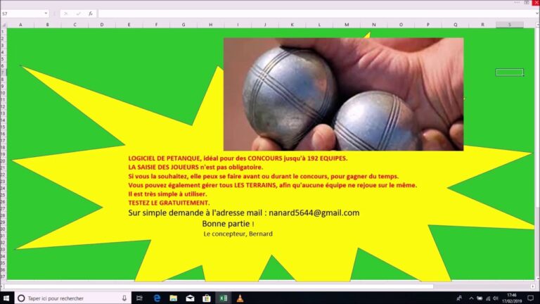 Logiciel gratuit pour gérer facilement un concours de pétanque avec Excel