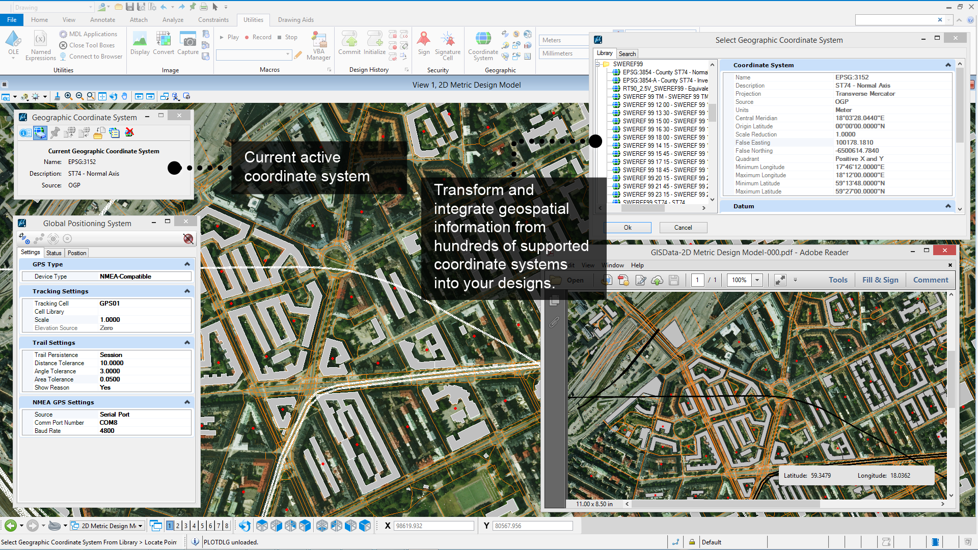 MicroStation - géolocalisation des projets