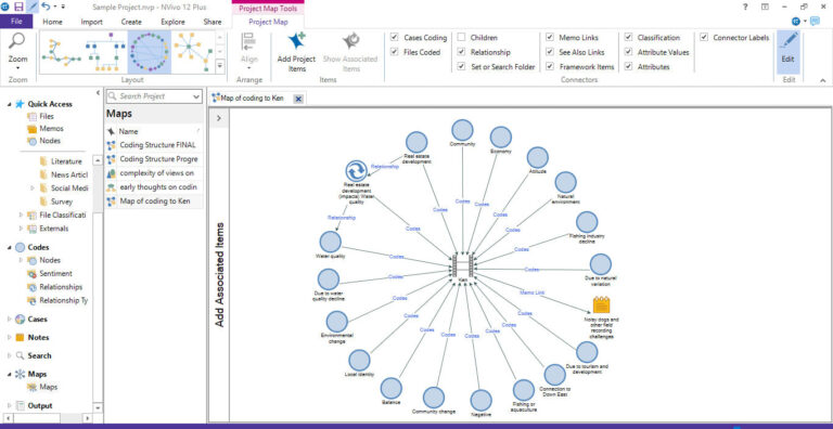 Interface du logiciel NVivo utilisée pour l’analyse de données qualitatives