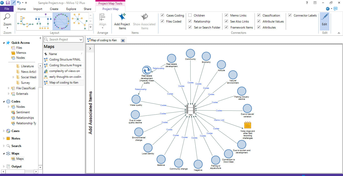 Interface du logiciel NVivo utilisée pour l’analyse de données qualitatives