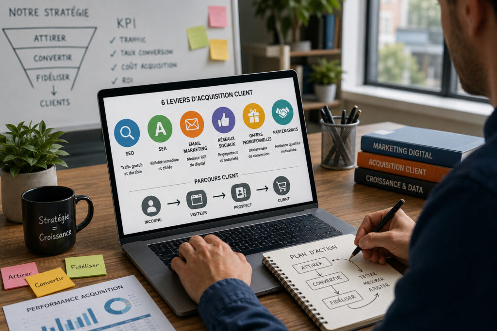 Stratégie d’acquisition client : 6 leviers avec exemples